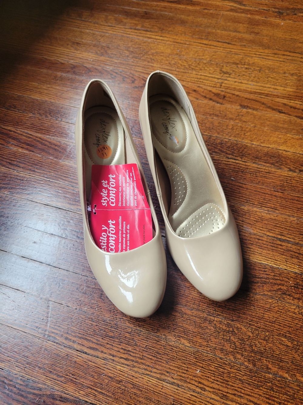 Dexflex Comfort Women's Shoes Beige Faux Patent Classic Pump 3" Heel Size 11 - Picture 3 of 16